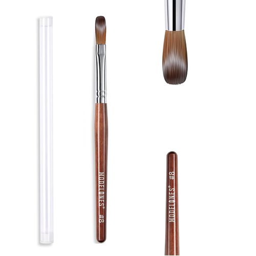 MODELONES Acrylic Nail Brush - 100% Pure Kolinsky Hair Bristles | Sturdy Wooden Handle, Size 8