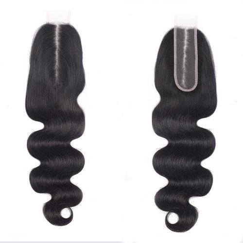NIKISS 2x6 Skinlike Real HD Lace Closure Only, 0.095mm Ultra-thin Invisible Lace Pre-plucked Body Wave Human Hair Closure Swiss Lace Bleached Knots 16 Inch