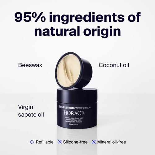 Horace Hair Wax Pomade for Men - Strong Hold & Matte Finish - Refillable 50 ml - Woody Scent