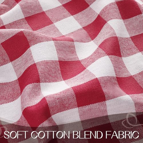 Red Gingham Tassel Tablecloth 55x120 Inch Rectangular Farmhouse Decor