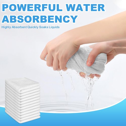 INFICRIME 12 Pack 100% Cotton Wash Cloth, 12x12 Inch Highly Absorbent and Soft Feel Fingertip Towels, Machine Washable Washcloths for Bathroom, Gym, Hotel, Spa and Kitchen, White