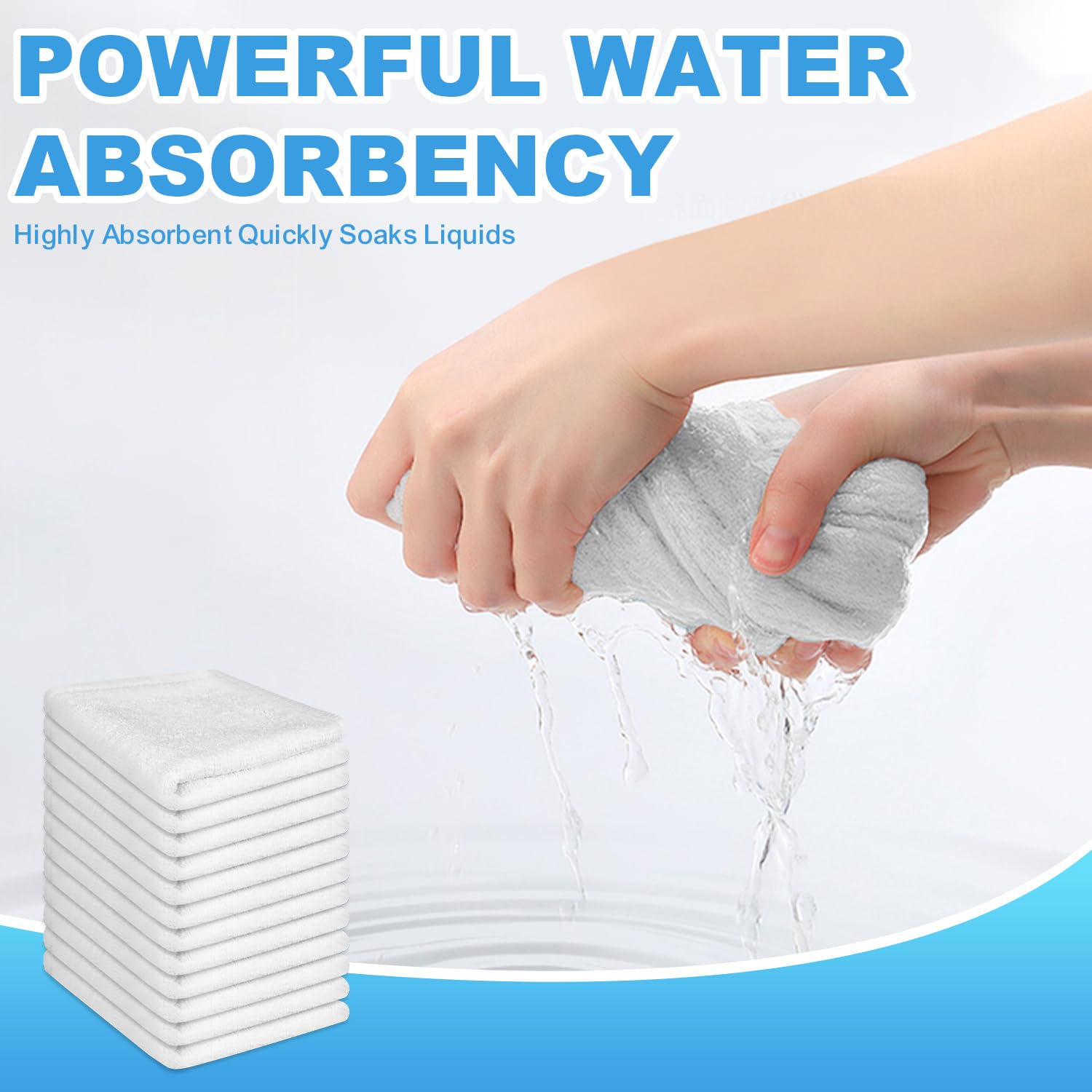 ZHAYAO 24 Pack 100% Cotton Wash Cloth, 12x12 Inch Highly Absorbent and Soft Feel Fingertip Towels, Machine Washable Washcloths for Bathroom, Gym, Hotel, Spa and Kitchen, White