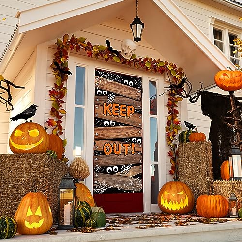 Halloween Door Cover Large Fabric Decor for Front Door & Porch - Spooky Party Sign