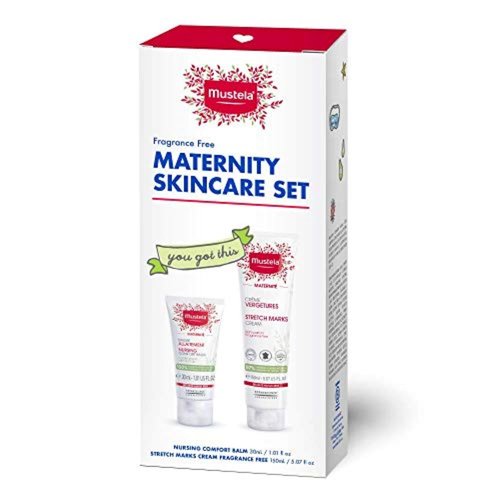 Mustela Maternity Skincare Set | Nursing Comfort Balm & Stretch Marks Cream - Fragrance-Free, Natural Ingredients - 2 Items