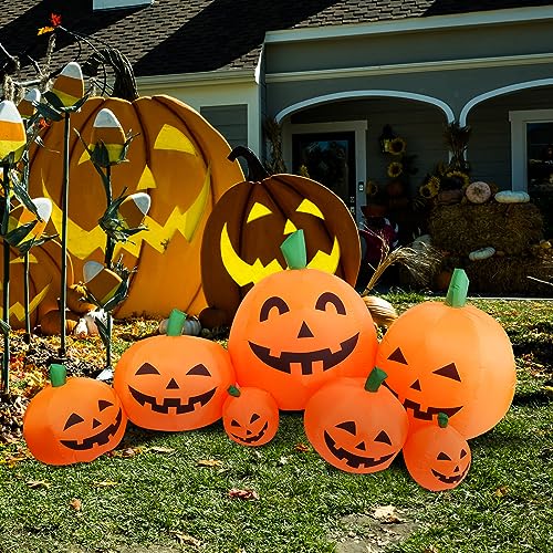 8FT Long Halloween Inflatable Pumpkin Patch with LED Lights - Outdoor Yard Decor