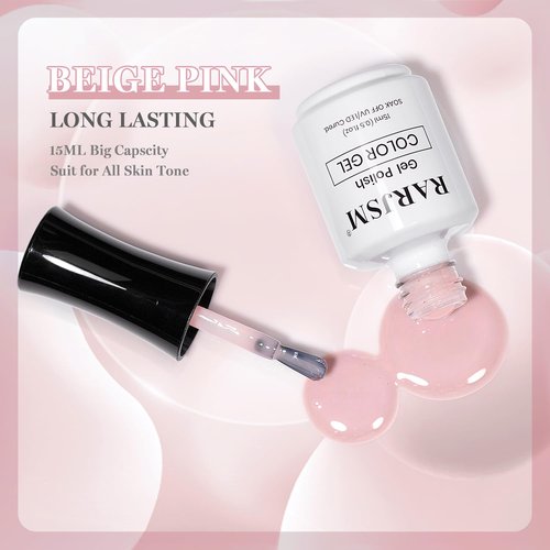 RARJSM Gel Nail Polish - Nude Beige Pink Sheer Jelly for Natural Skin Tones | 15ml Soak-Off Formula