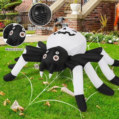 Halloween Inflatable Spider with LED Lights - 5 Ft Outdoor Yard Decoration