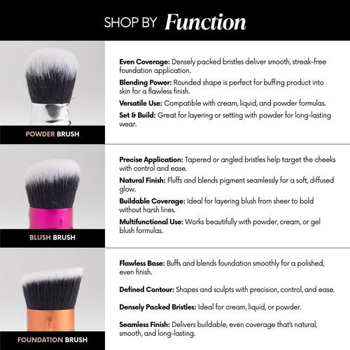 Haute Minute Makeup Mini Glamstick Retractable Powder Brush - Travel Face Makeup Brush for Liquid, Cream Buffing & Blending, Cruelty-Free Bristles