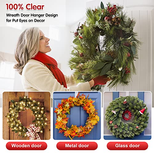 Clear 12-Inch Wreath Hangers for Front Door - Non-Scratch, Installation-Free, Pack of 1