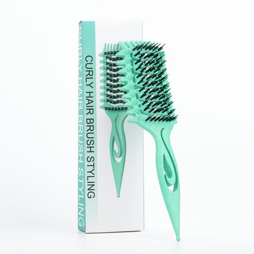Skiennix Curl Defining Brush - Detangling & Shaping Tool for Curly Hair | Vented Design, Reduces Frizz (Green)