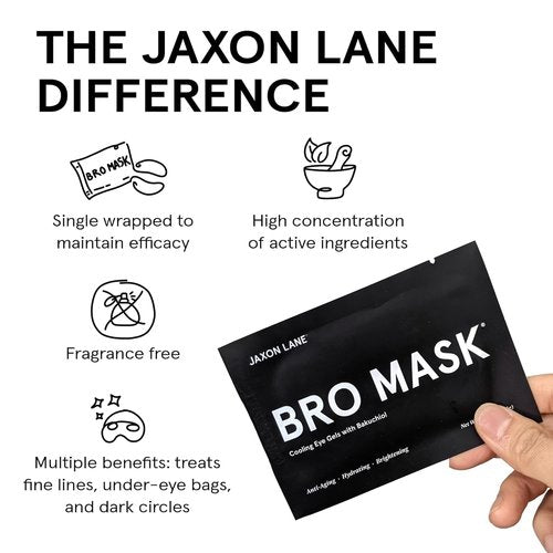JAXON LANE BRO Mask | Hydrogel Under Eye Patches for Men - Anti-Aging Treatment for Dark Circles (6 Pack)