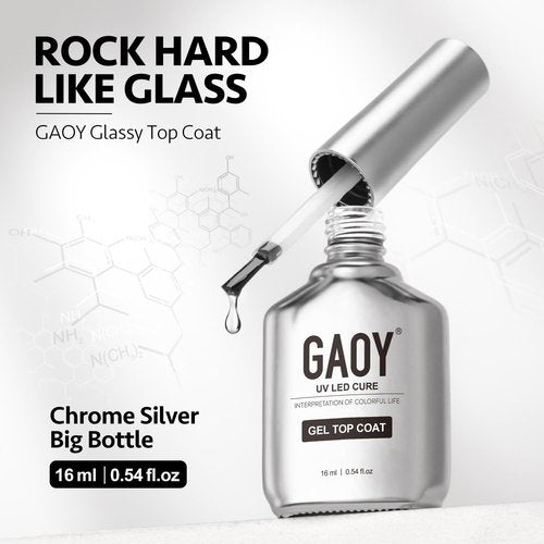 GAOY 4 Pcs 16ml No Wipe Gel Top Coat, Glassy Clear Top Coat, High Gloss Finish for UV Light Cure Gel Nail Polish