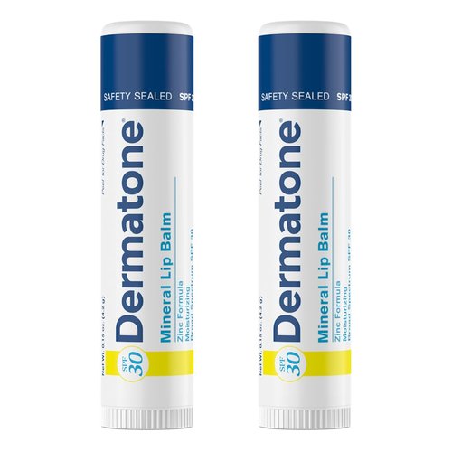 Dermatone Mineral Lip Balm - Moisturizing SPF 30 Sun Protection | Reef Safe, Oxybenzone Free | 0.15 oz (2-Pack)