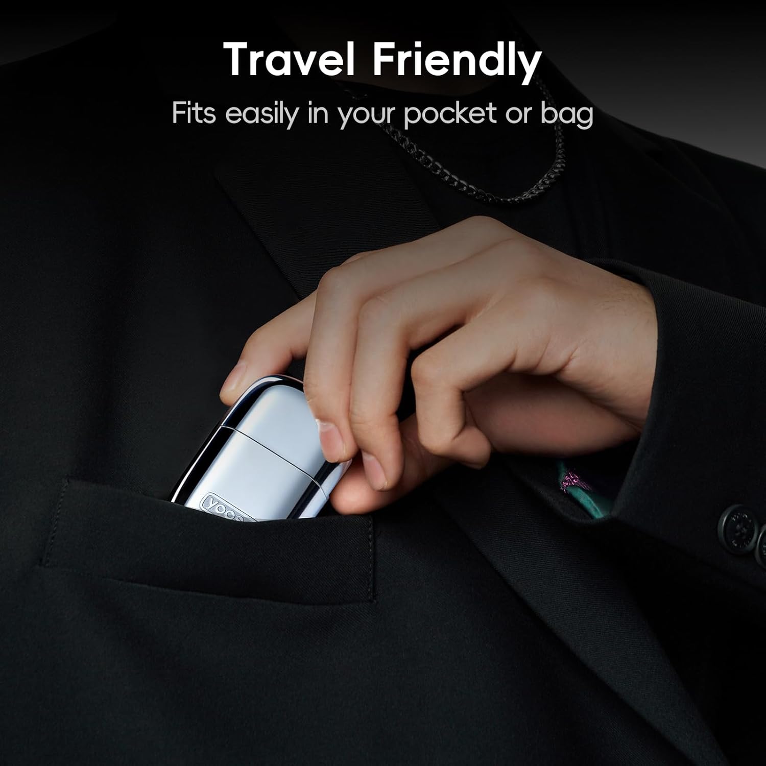 Yoose Nose Hair Trimmer - Rechargeable & Waterproof, Painless Dual Edged Blades, Portable Silver Design