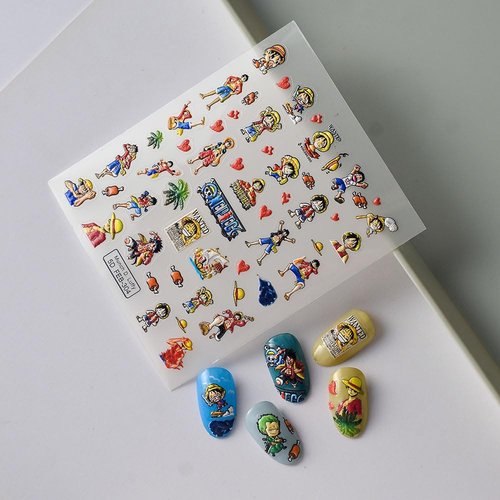 Anime Nail Stickers 5D 3D Embossed Japanese Kawaii Nail Art Decals for Unisex DIY Nail Design, Self Adhesive Stickers for Natural Gel Press On Nails, Cute Otaku Cosplay Gift Pink (Doctor)