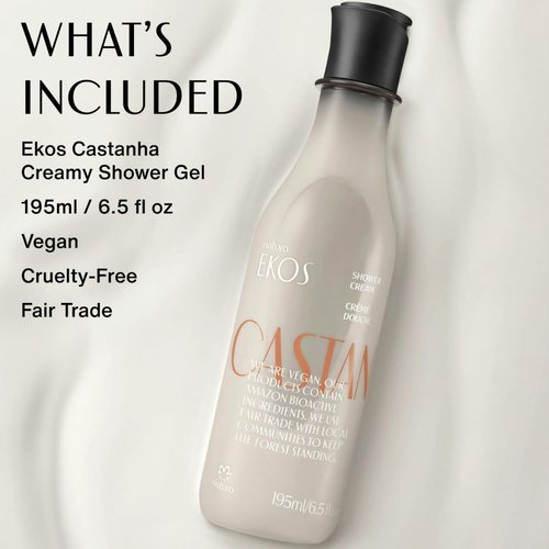 Natura Ekos Castanha Shower Gel - Deep Hydration & Light Texture - Vegan Body Wash - 6.5 fl oz (195ml)