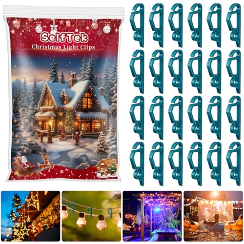 SelfTek 120 Pcs Christmas Light Clips for Gutter & Outdoor Decoration - Green