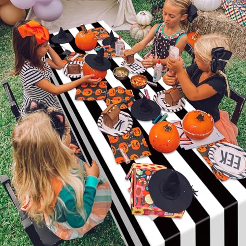 Black and White Striped Tablecloth Roll 51in x 100ft - Party & Event Decor - Black Variant