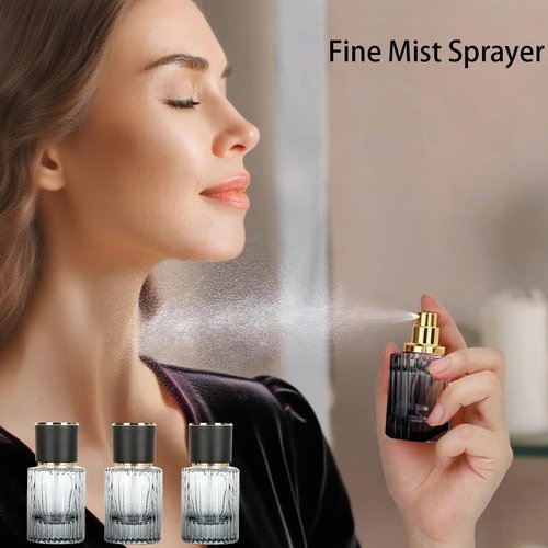 PLINNILUY 3 Pcs 30ml/1oz Empty Perfume Spray Bottles, Refillable Perfume Spray Bottles, Glass Fine Mist Atomizers, Gradient Color Travel Fragrance Containers for Perfume and Cologne(C)