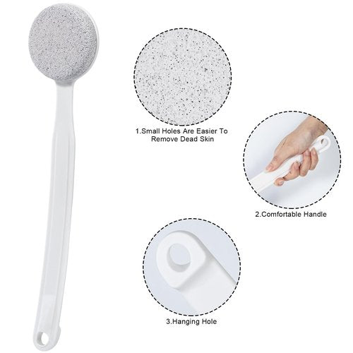 Beomeen Pumice Stone for Feet with Long Handle 13.7", Hard Skin Callus Remover, Scrubber and Exfoliator for Dead Dry Skin, Softer & Smoother Feet, Pedicure Tool (Curved)