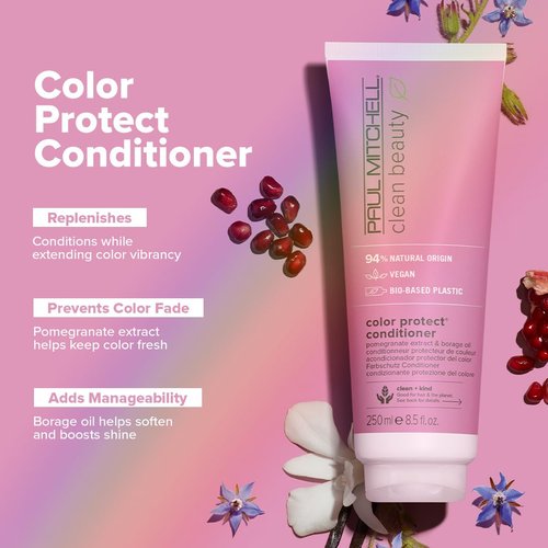 Paul Mitchell Clean Beauty Color Protect Conditioner - Replenishes & Extends Color Vibrancy for Color-Treated Hair