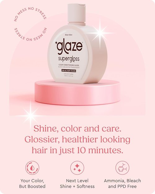 Glaze Supergloss Clear Hair Gloss Mini - Adds Mirror Shine, Smooths & Improves Damaged Hair - 1.7 oz Travel Size