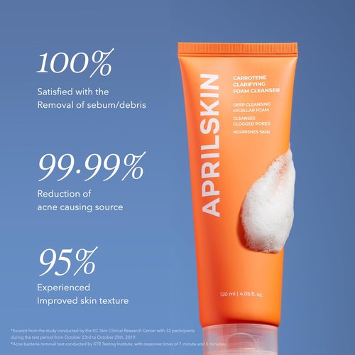 Aprilskin Carrotene Clarifying Foam Cleanser - Deep Cleansing & Sebum Control for Oily Skin - 120ml | Vegan & Cruelty-Free