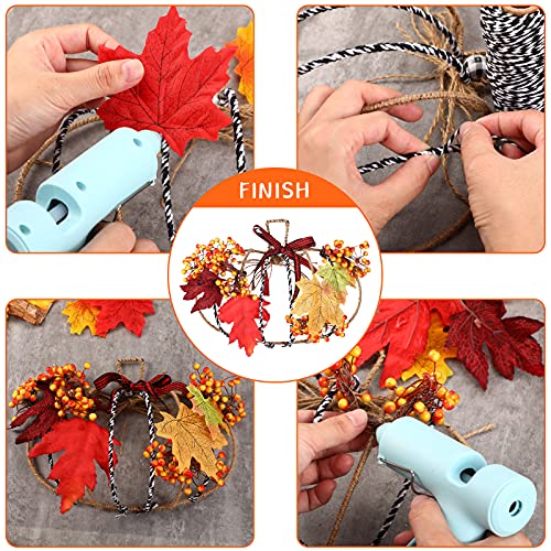 Fall Pumpkin Wreath Frames Set - Metal Wire Wreath Form for DIY Decor, 11.8 x 9.8 Inches, 4 Pack