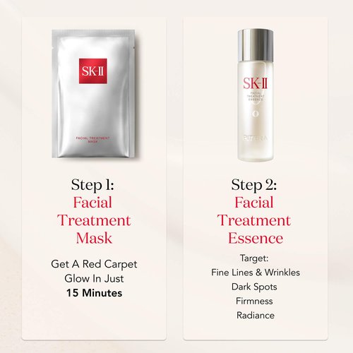SK-II Glow Up Duo Anti-Aging Skin Care Set - Includes Facial Treatment Essence Skincare & 3 Hydrating Face Masks - Targets the Appearance of Fine Lines, Sun Spots & Dull Skin (4 Count)