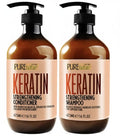 **Keratin Shampoo and Conditioner Set - Sulfate & Paraben Free Treatment for Dry, Curly Hair - Anti-Frizz, Collagen-Enriched Formula**
