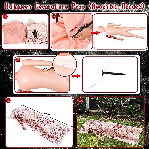 Scary Halloween Outdoor Dead Body Prop - Right Hand Only, 5.4ft, Haunted House Decoration