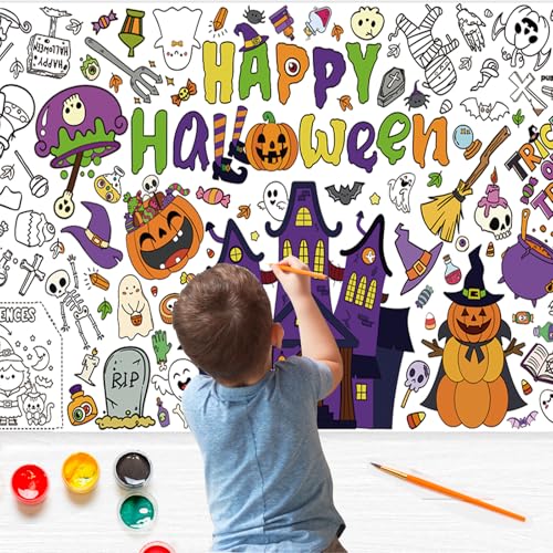 Halloween Giant Coloring Poster - 31.5 x 72 Inch, Group Activity & Party Decor