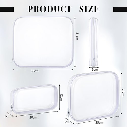 Hoolerry 6 Pcs Hard Clear Zipper Case Transparent Zipper Hard Pouch for Snacks Makeup Bag Plastic Cosmetic Bag Portable Travel Organizer for Makeup Storage(White,Big,Medium,Small)