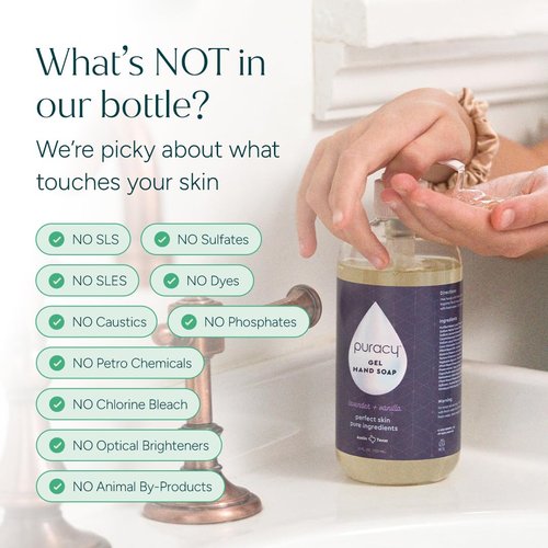 Puracy Organic Hand Soap - Moisturizing Natural Gel for Soft Skin | Lavender & Vanilla 2-Pack (12 fl. oz.)