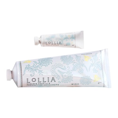 LOLLIA Wish No. 22 Handcreme Bundle, .33 oz. & 4 oz. – Sugared Pastille – Scented Hand Cream for Women, Moisturizing Hand Lotion for Dry Hands, Shea Butter & Cocoa Butter, Quick Absorbing Lotion