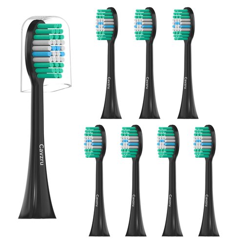 8 Pack Replacement Toothbrush Heads for AquaSonic Black Series & Pro/Vibe Series/Duo Series Pro - Compatible with Aqua Sonic Electric Toothbrush, Dupont Bristles with Cover-Black
