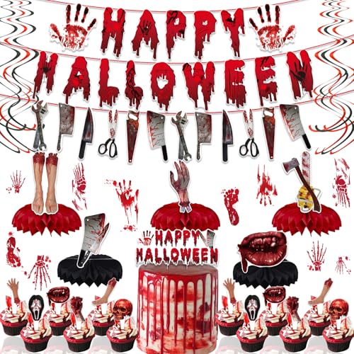 Halloween Horror Party Decorations Kit - Bloody & Creepy Theme, 30 Pieces