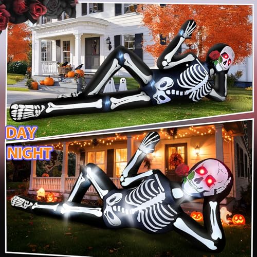 10FT Inflatable Skeleton Halloween Decoration with LED Lights for Outdoors
