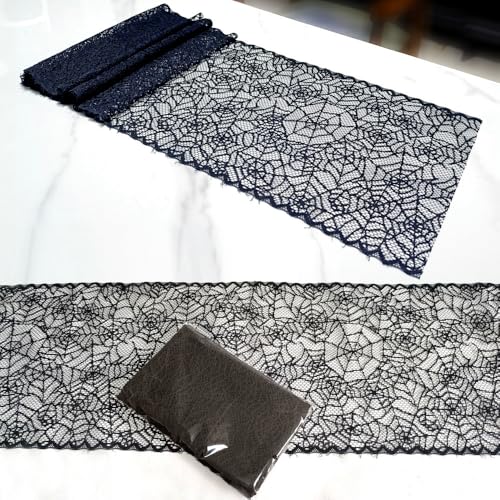 Black Spider Web Lace Table Runner 79 Inch Halloween Party Decor