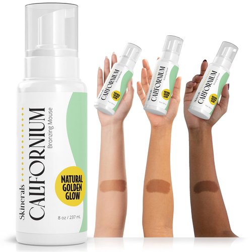 Skinerals Self Tanner Mousse - Organic Sunless Tanning Foam for Face & Body | Streak-Free & Quick-Drying, 8 oz