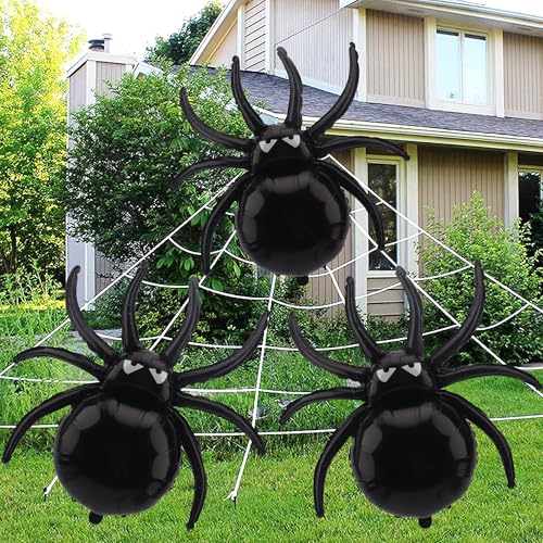 Large 33-Inch Halloween Spider Foil Balloons - 6 Pack Spooky Party Decor
