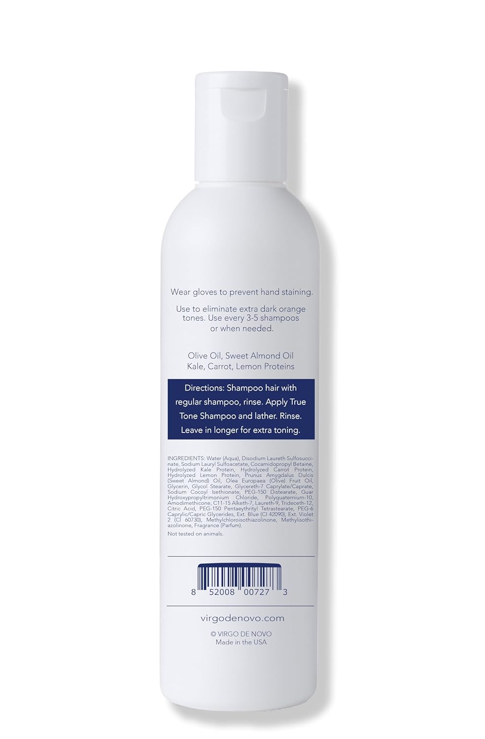 Virgo de Novo Extra Dark Blue Toning Shampoo - Neutralizes Brassy Tones in Lightened Hair | 8 oz, Vegan & Sulfate-Free