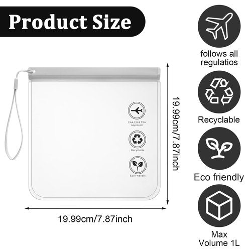 cobee 8 Pack TSA Approved Clear Toiletry Bags, Quart Size Carry on Airport Airline Compliant Travel Bag Makeup Cosmetic Bag Organizer Leak-Proof Airport Security Bag for Liquids, Cosmetics (Gray)