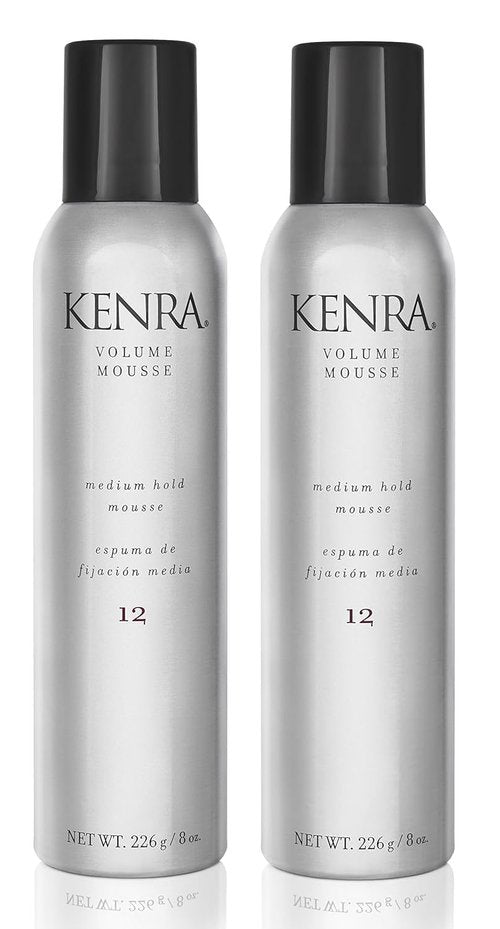 Kenra Volume Mousse 12 | Medium Hold Mousse | Non-Drying, Non-Flaking Lightweight Formulation |Styling Control Without Stiffness Or Stickiness | Tames Frizz & Conditions| All Hair Types| 8 oz (2-Pack)