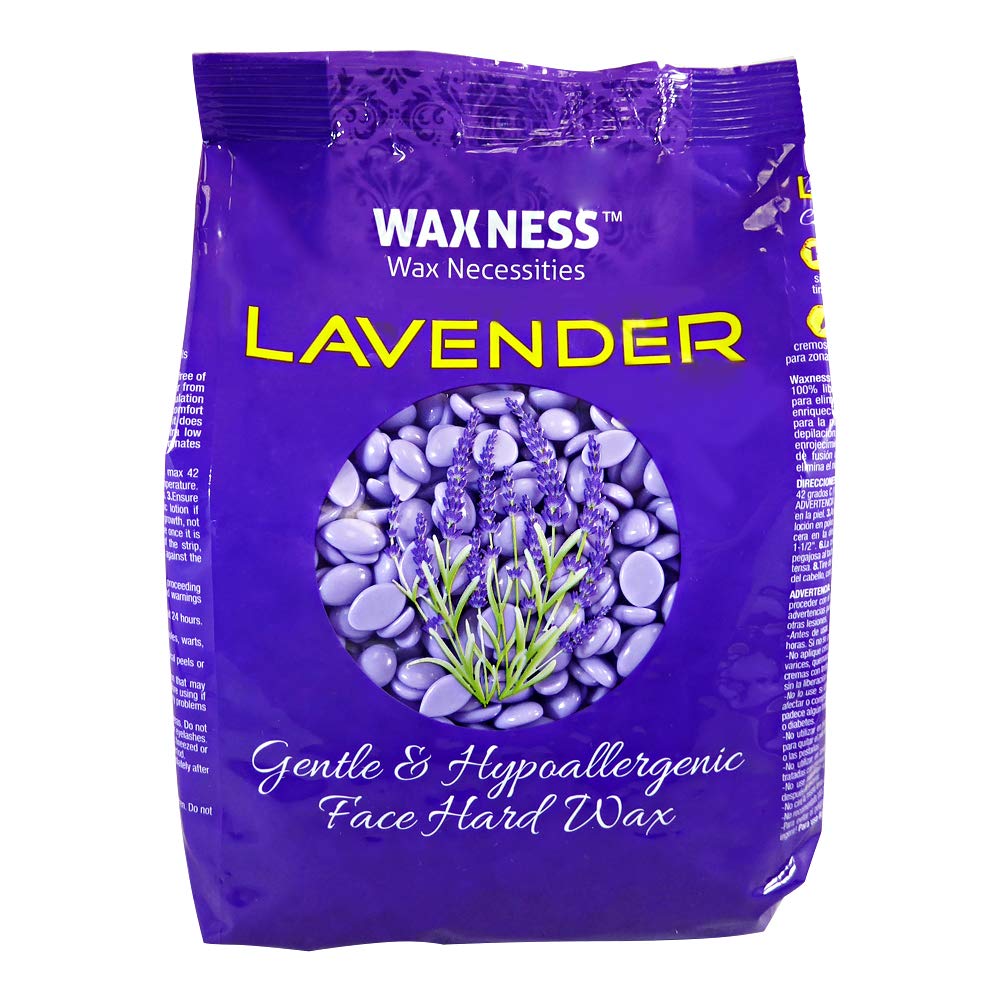 Waxness Lavender Face Hard Wax 0.8 lb (400 g) – Creamy Stripless Hard Wax for Sensitive Skin, Face, Bikini, Synthetic Resin Formula, Gentle Hair Removal – Made in Italy