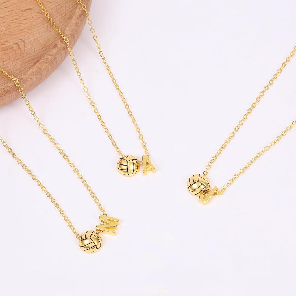 Volleyball Initial Necklace by [Brand Name] - Personalized A-Z Letter Design | Perfect Gift for Volleyball Lovers