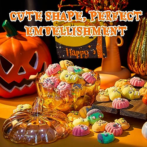 Glass Pumpkin Candy Jar with Lid - Large Amber Halloween Decor, 17x17.5cm