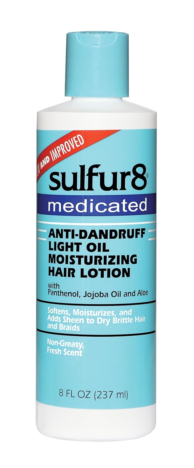 Sulfur 8 Medicated Anti-Dandruff Oil - Moisturizing Hair Lotion for Dry Scalp Relief | 8 Fl Oz