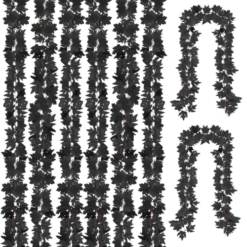 8 Pack 7.8Ft Black Fall Maple Leaf Garland Decorations Halloween Autumn Decor