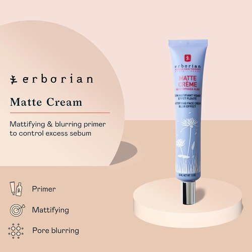 Erborian Matte Face Cream - Mattifying & Blurring Primer for Oily Skin - 1.5 Oz for a Flawless Finish